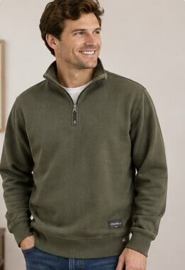Eddie Bauer Men’s Small Green 1/4 Zip Pullover Sweatshirt Fleece Lined Outdoor